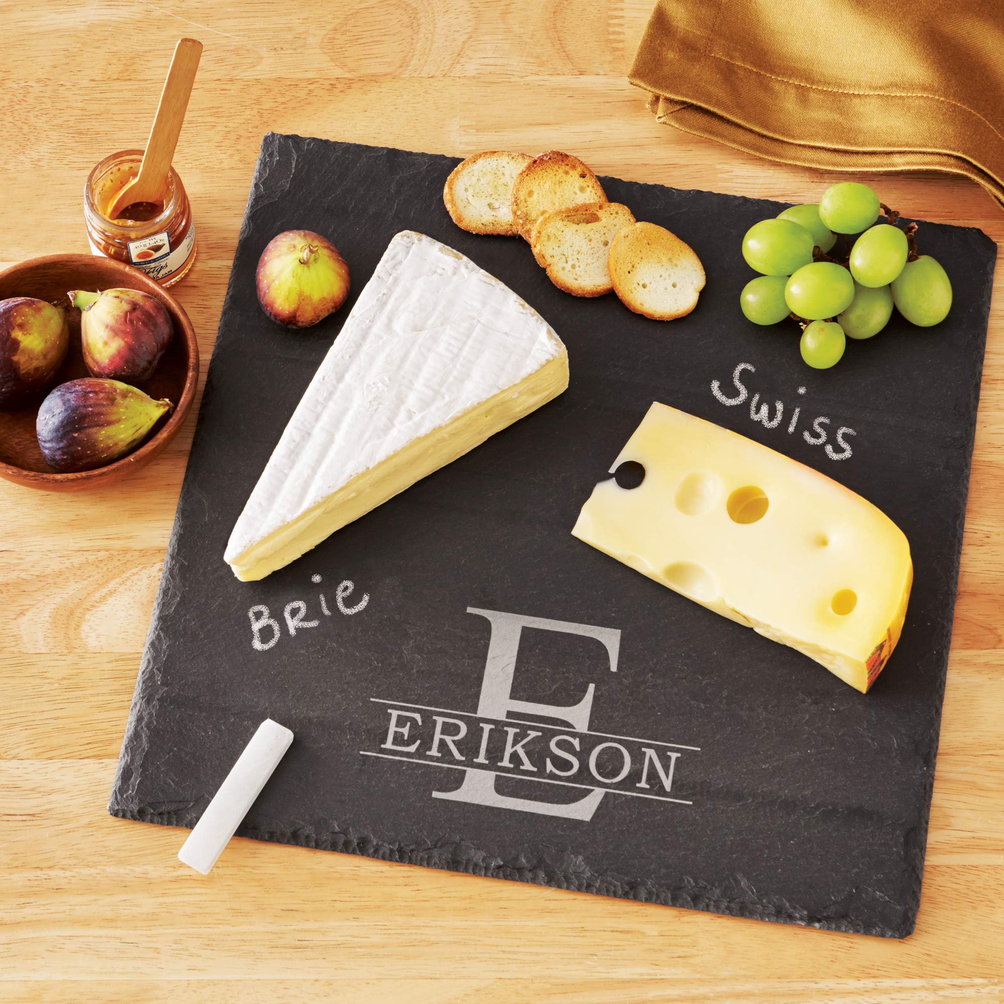 Let's Make Memories Personalized Slate Cheese Board Server - Custom Charcuterie Board -Unique Entertaining Essential - Customize with Name & Initial