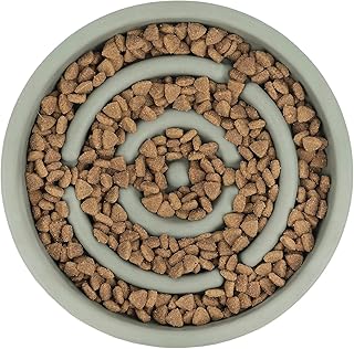 Enviropaws Bamboo Slow Feeder Dog Bowl with Anti Slip Grip | Promotes Slow Eating | Prevent Risk of Choke Bloat & Overeating | Anti Gulp Maze Puzzle Feeder for Dogs & Cats | Large 25cm