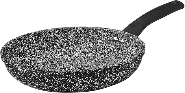 Black Granite Marble Coated Non Stick Frying Pan for Gas, Electric & Induction Hob (30 cm Granite)