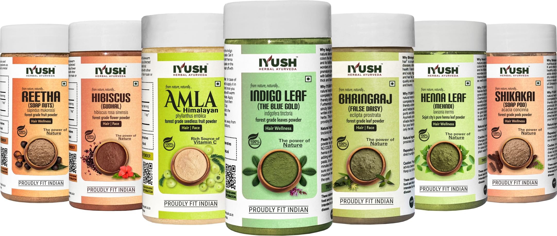 IYUSH Herbal Ayurveda Amla Reetha Shikakai Bhringraj Hibiscus Indigo and Henna Powder - (pack of 7, Total 700gm) 100gm each-picture-15