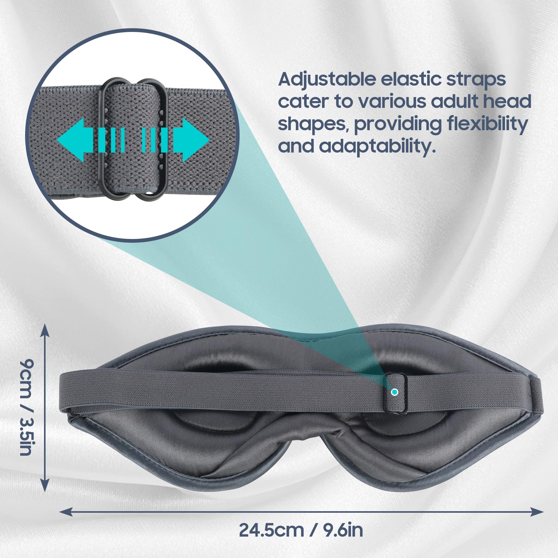 Schlafmaske Seide – Augenmaske aus 100 % Maulbeerseide, ZOESMIEN 3D-konturierte Augenmaske für Damen und Herren, lichtblockierende Seitenschläfer-Schwellungen, trockene Augen, einzigartiges