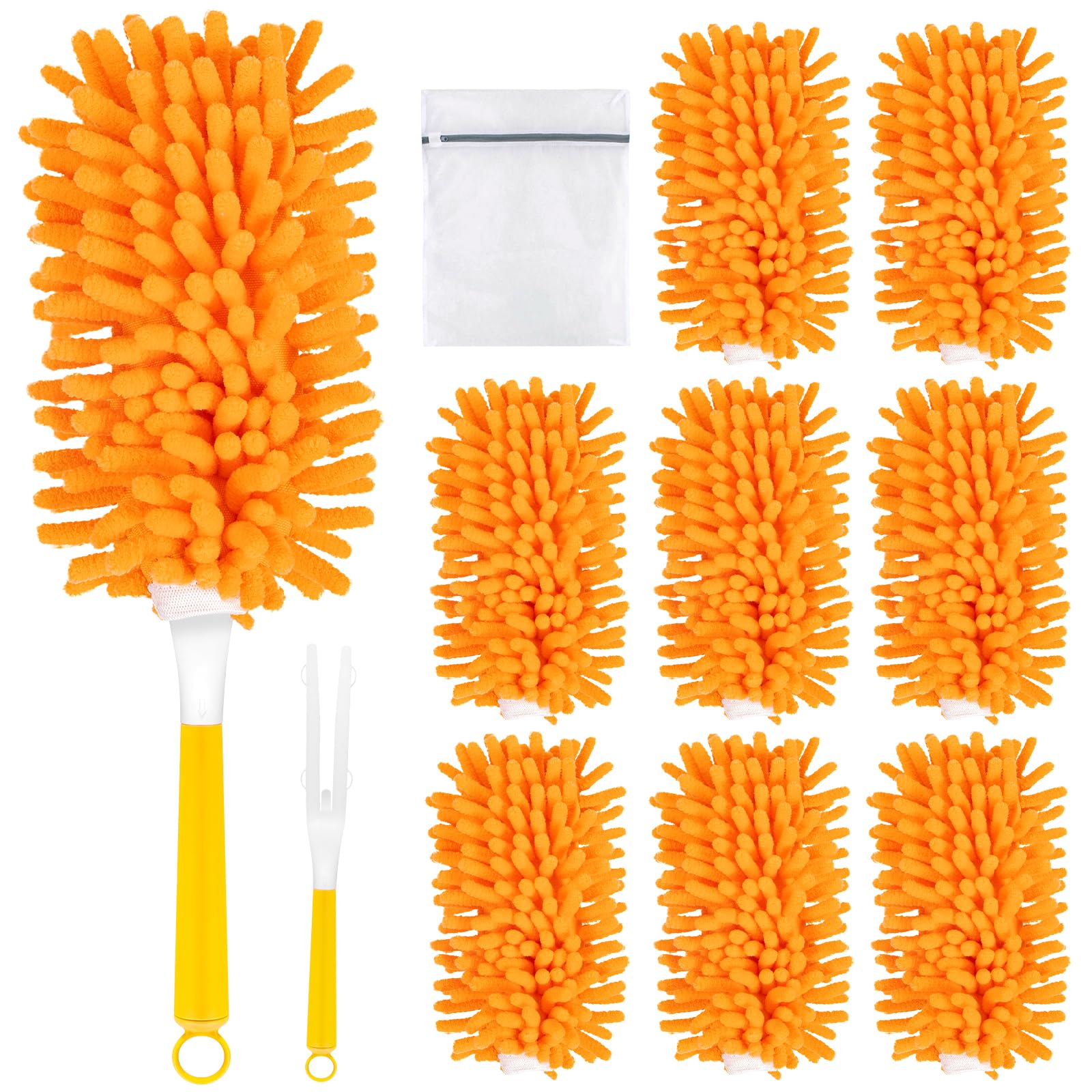 LOVECO 8 Pack Dusters for Swiffer - Reusable Duster Refill Compatible with Swiffer, 360 Heavy Duty Dusters Refills (Include 1 Handle & Laundry Bag)