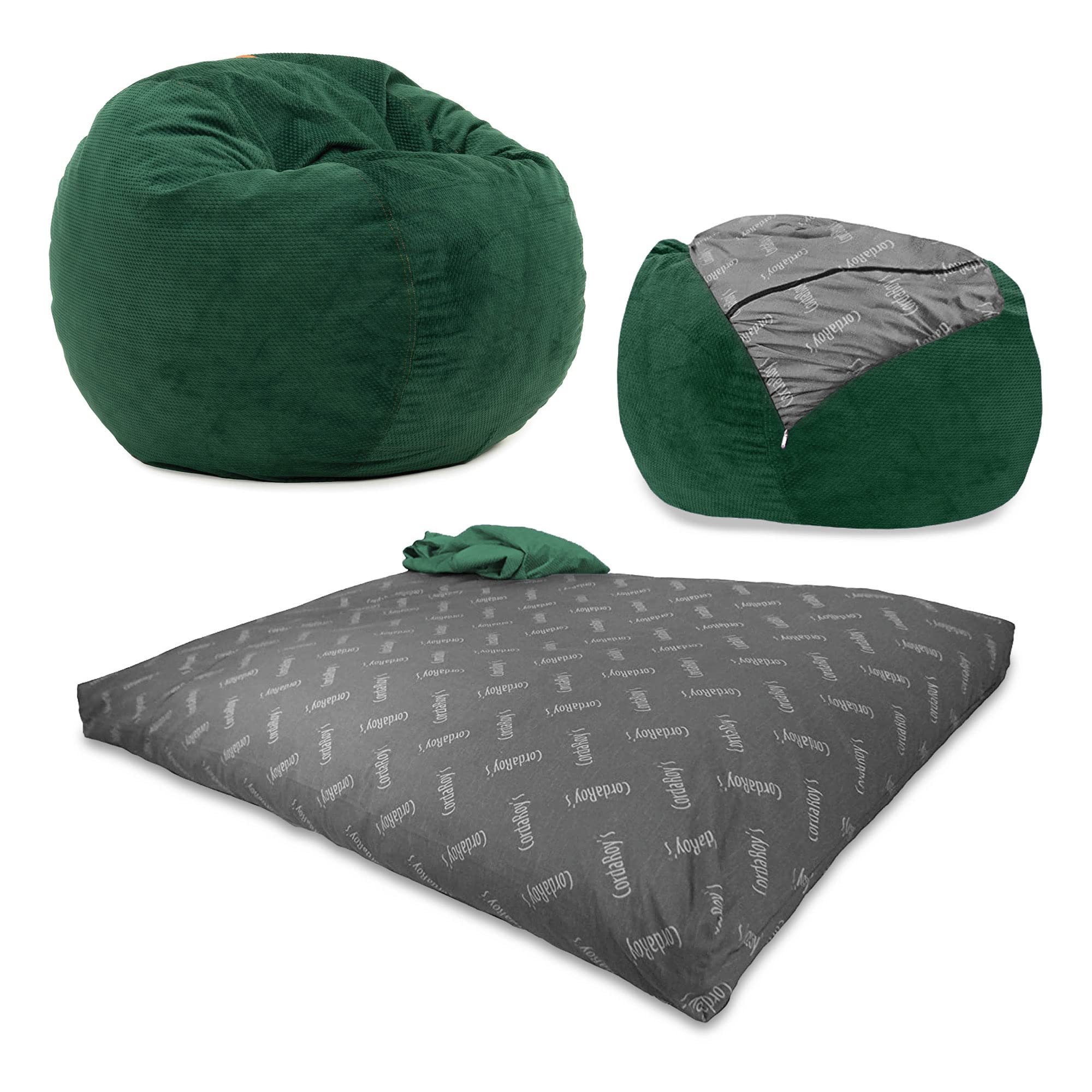 CordaRoy's Chenille Bean Bag Chair, Convertible Chair Folds from Bean