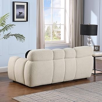 Amazon.com: KIVENJAJA Boucle Loveseat Sofa, Sherpa Tufted