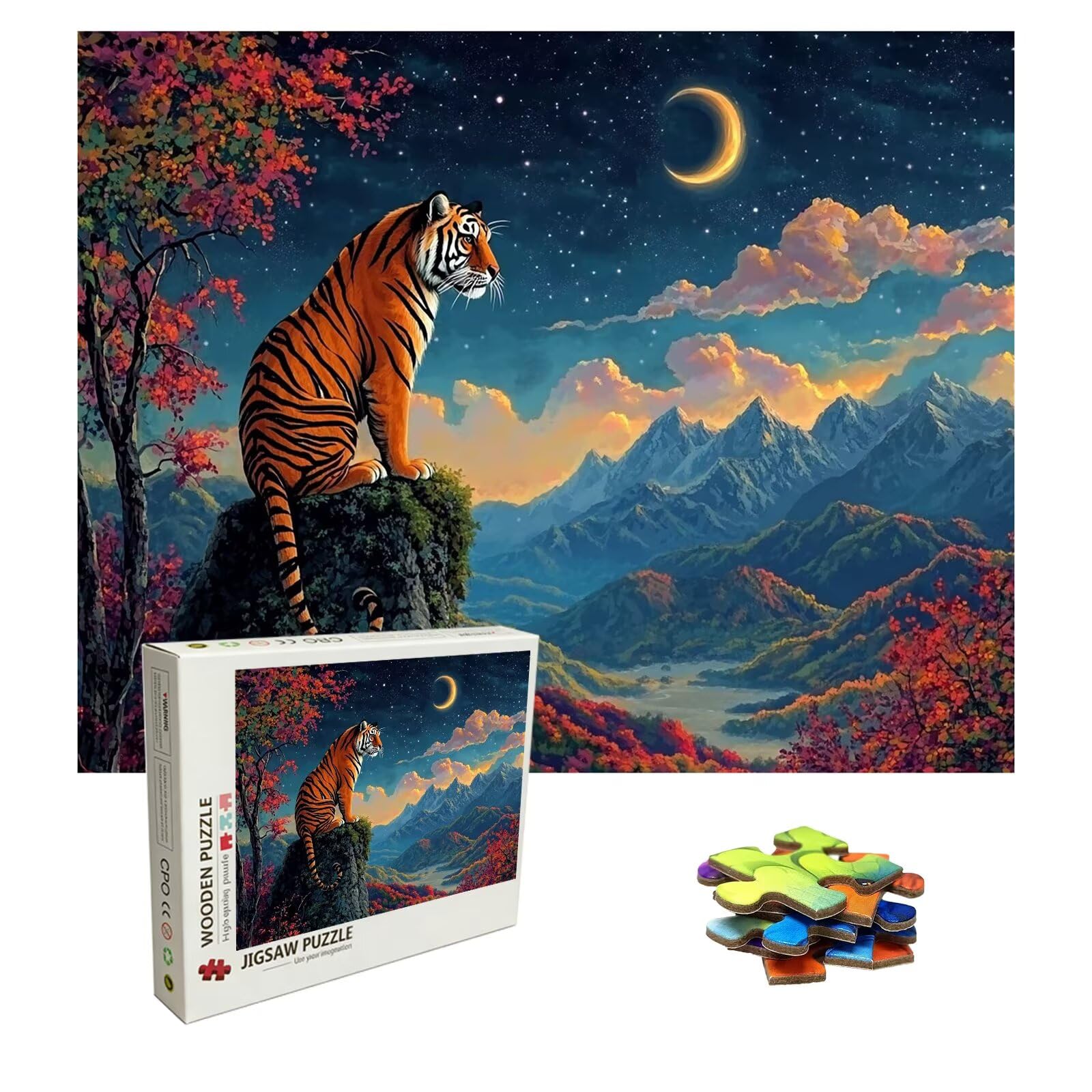 Tiger Puzzle 1500 elementów, trudne puzzle, drewniane puzzle dla całej rodziny, zestaw "zrób to sam", dla dorosłych, nadają się jako dekoracja ścienna i prezenty dla kobiet, temat: krajobraz 8p-395