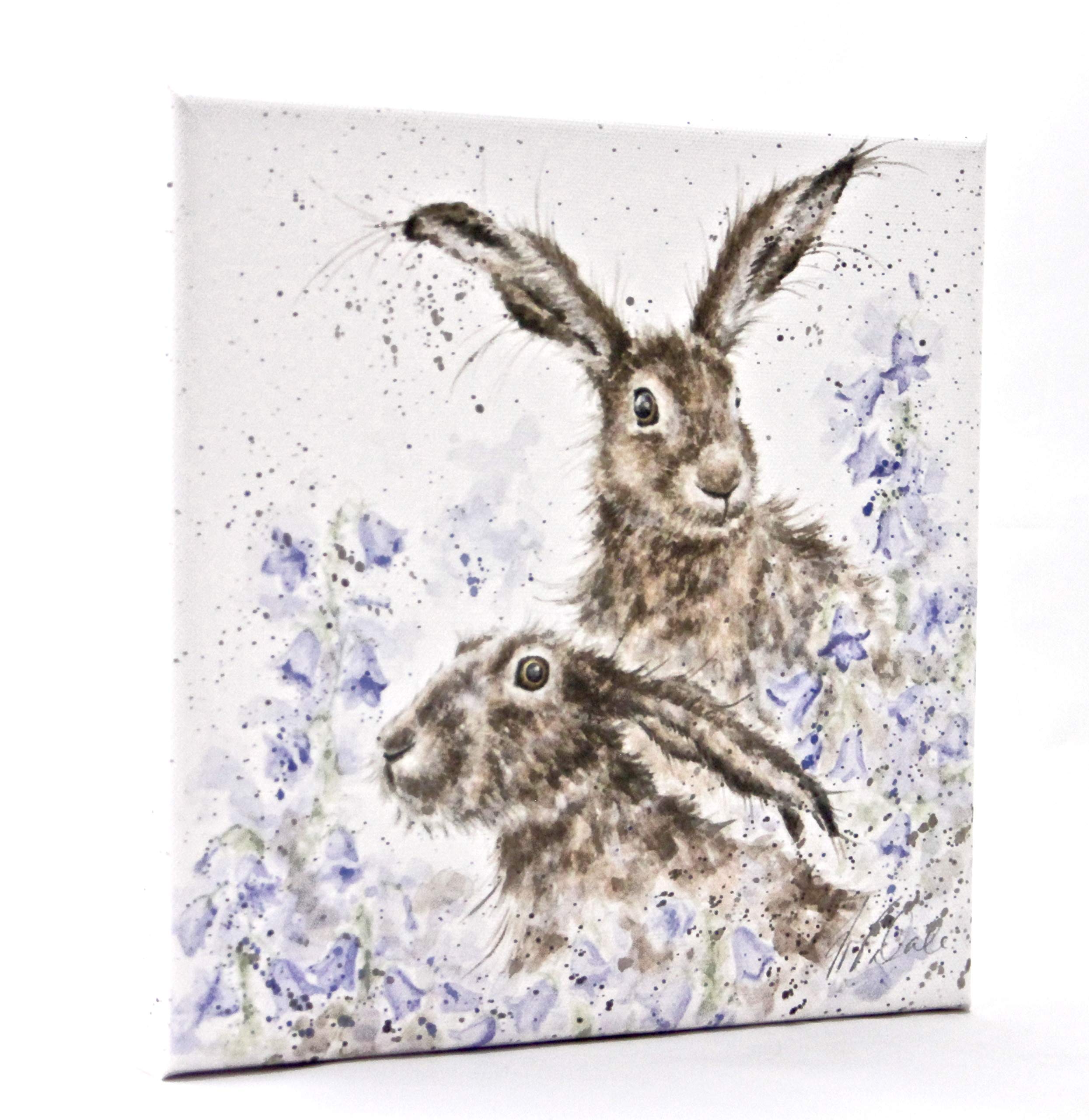 Wrendale Designs White Hare Print On Square Canvas 20 Centimetre "The March Hare's "