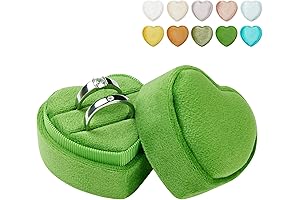 Vacfulliven Velvet Ring Box Wedding Heart-Shaped Storage Container Detachable Lid