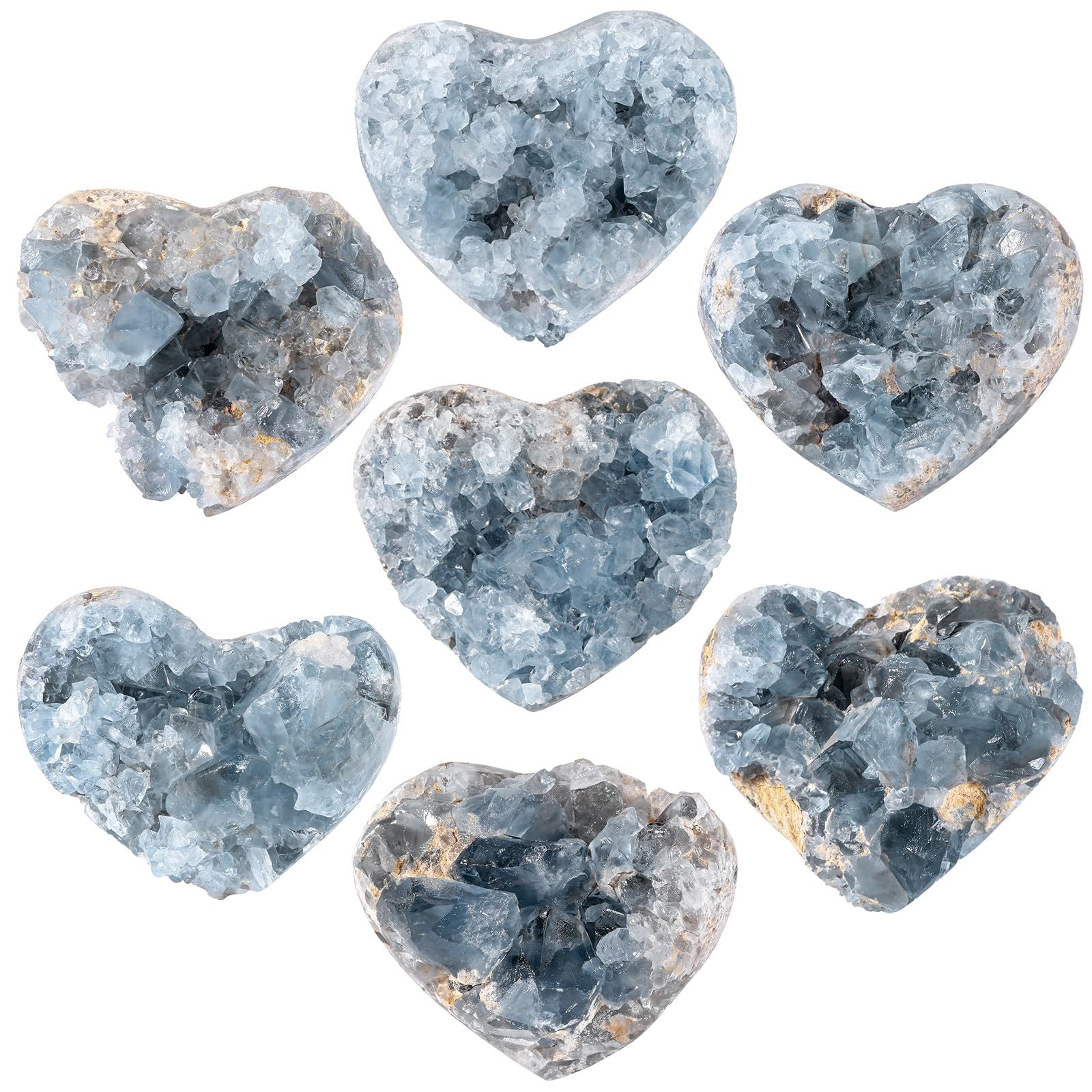 KYEYGWO Natürlicher Blauer Celestite Geode Drusenstück Rohstein, 320-450g