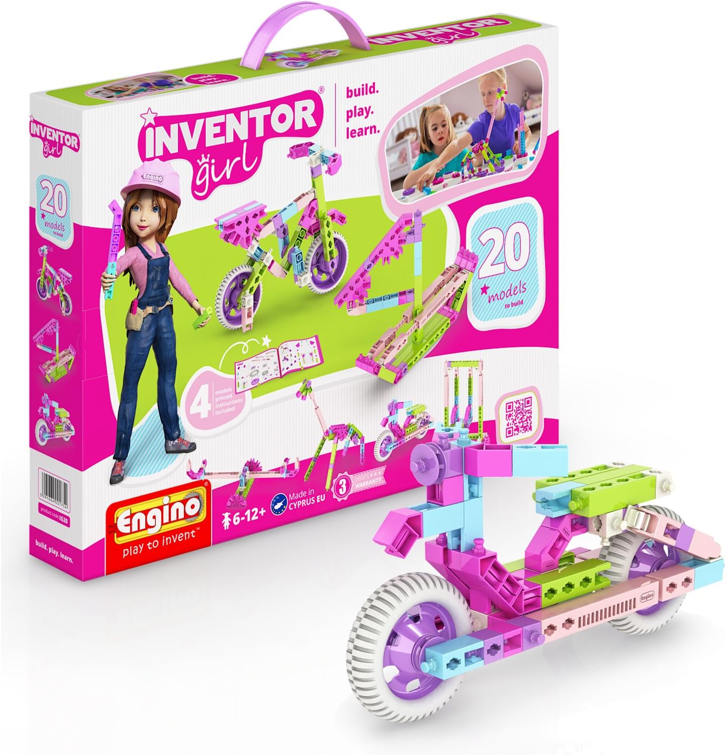 Engino Inventor Girl 20 Models Construction System, Pink