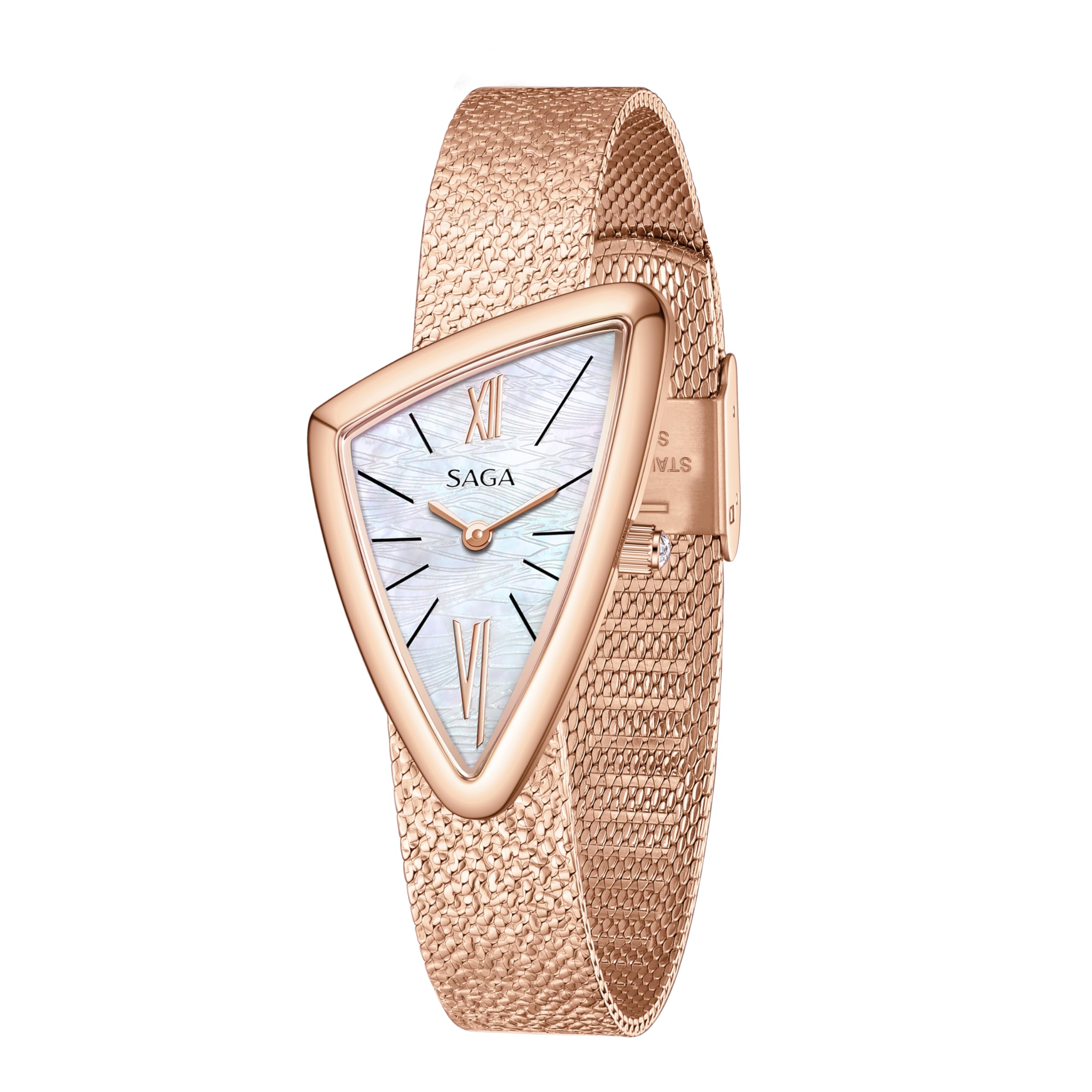 Sponsored Ad - Sailboat Women's Luxury Quartz Watch with Swiss Movement, Roman Numeral Dial, Danube Crystal, Stainless Steel Triangular Case, 3ATM Water Resistant - Elegant Gift for Small Wrists