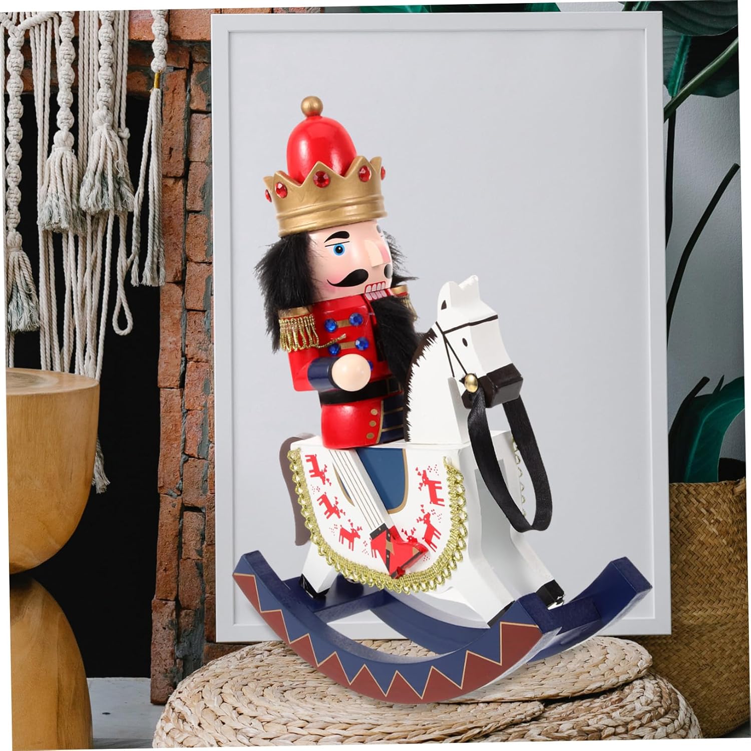 PRETYZOOM Wooden Nutcracker King Decoration Festive Christmas Nutcracker Craft Figurine for Tabletop Living Room Bedroom Handcrafted Xmas Ornament