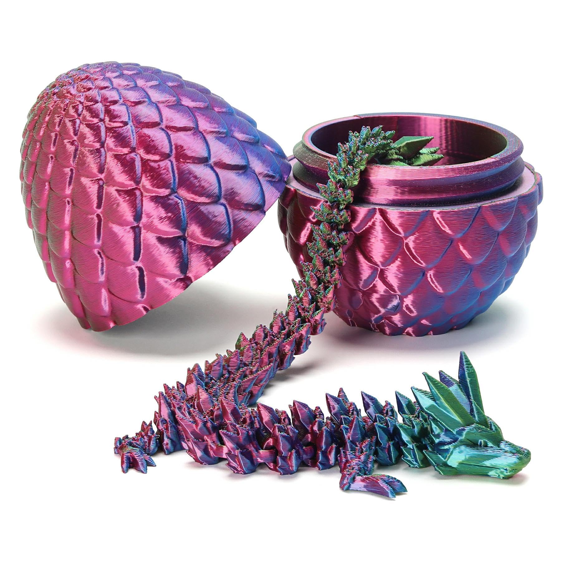 3D Printed Dragon with Surprise Egg,Surprise Dinosaur Eggs Fidget Toys for Kids, Birthdays, Halloween Christmas Decorations Gifts Indoor Outdoor for Girls Boys (Yellow&Green)