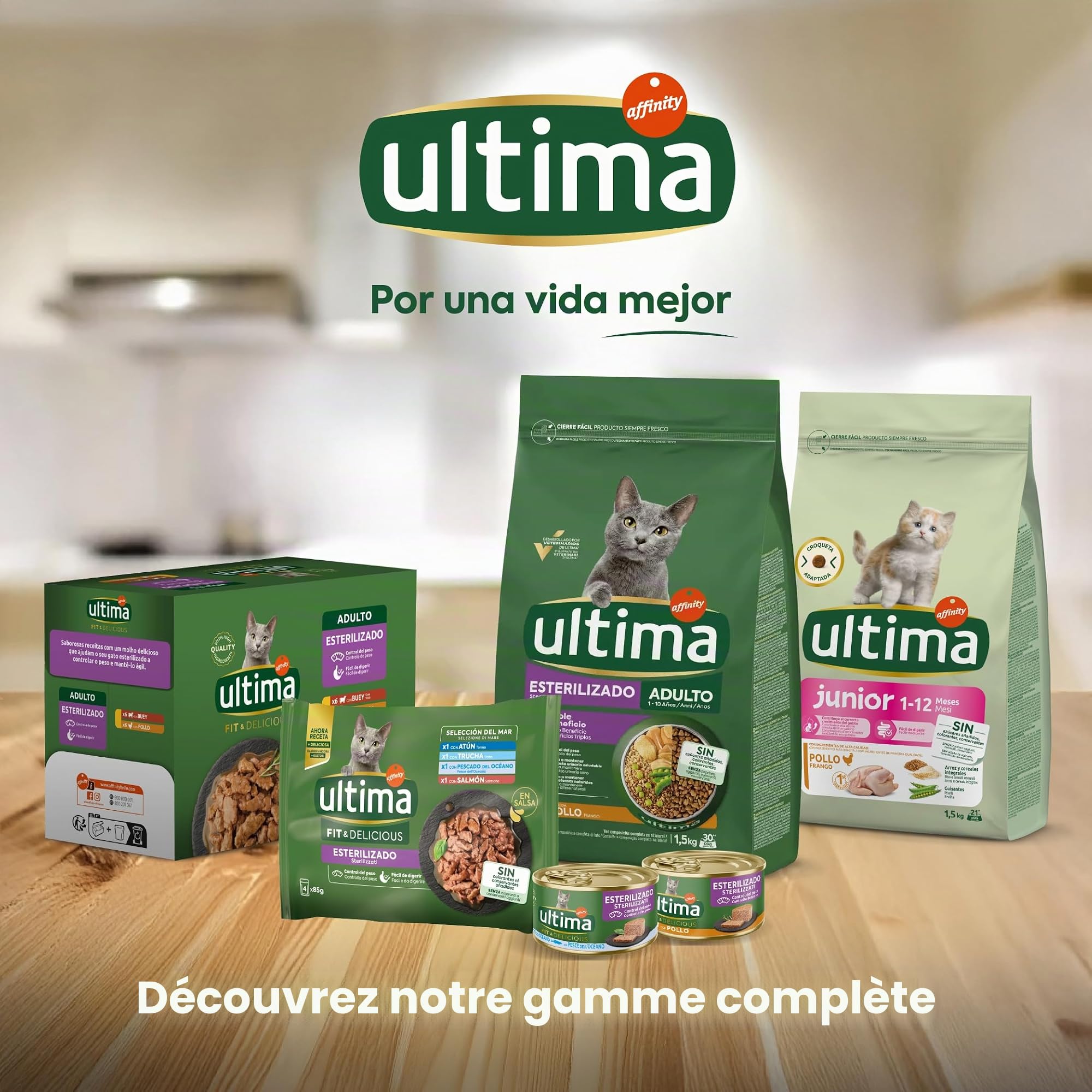 Ultima Expert Nutrition Nourriture Humide pour Chats stérilisés - Senior + 10 Ans - Boîte de 11 x (4 x 70 g)