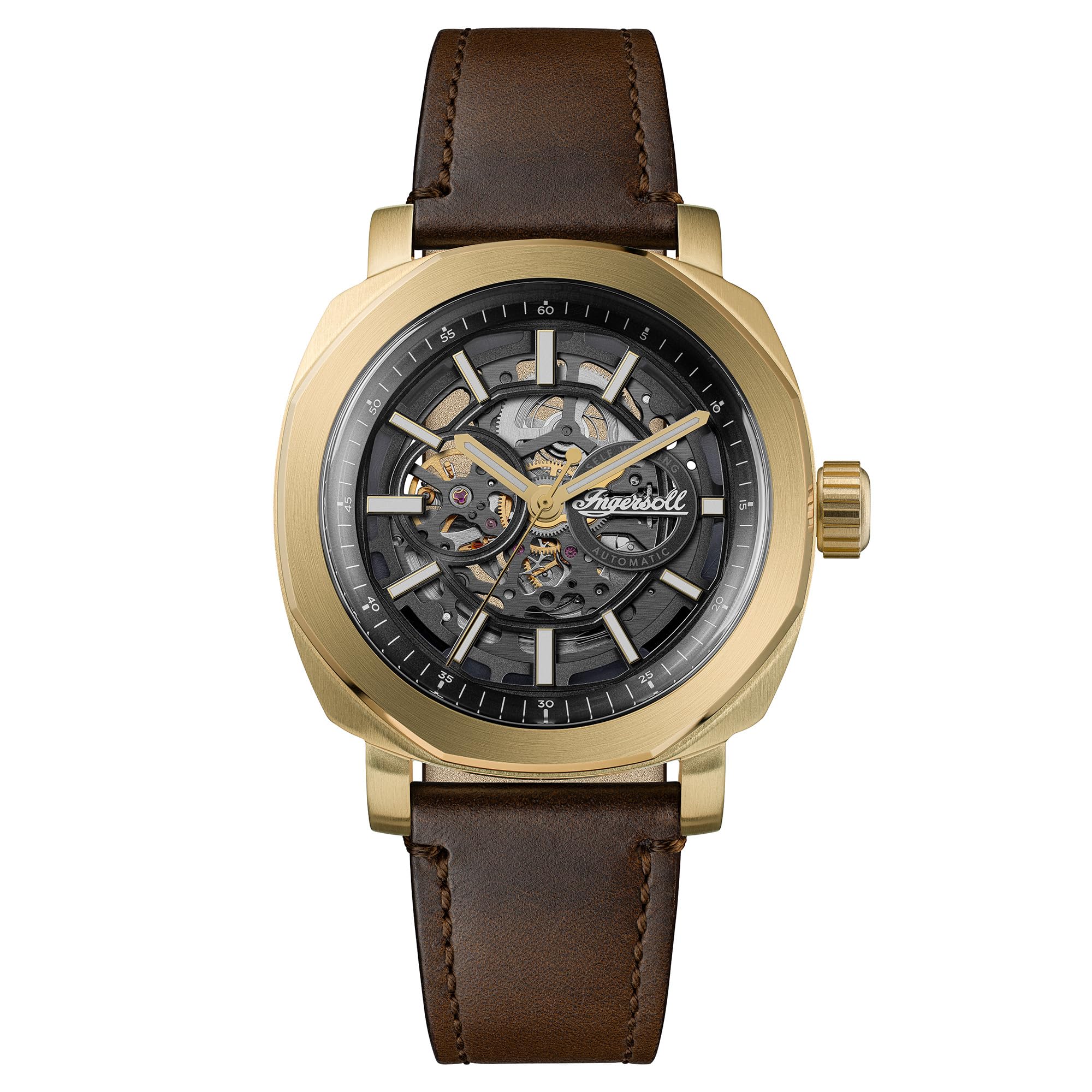 Ingersoll The Outrider Automatikuhr für Männer mit Lederarmband und großer Diameter 44 mm