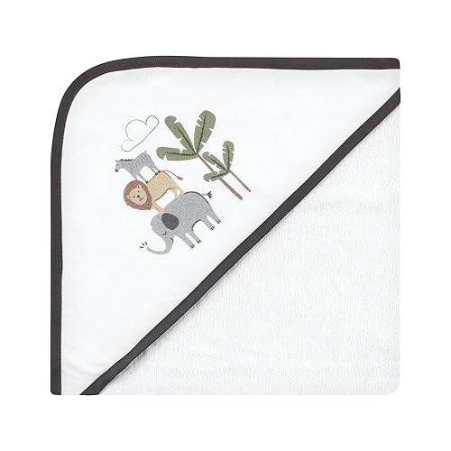 Miniatura 4 de Hudson Baby Toallas unisex con capucha de algodón para bebé, vida safari, talla única