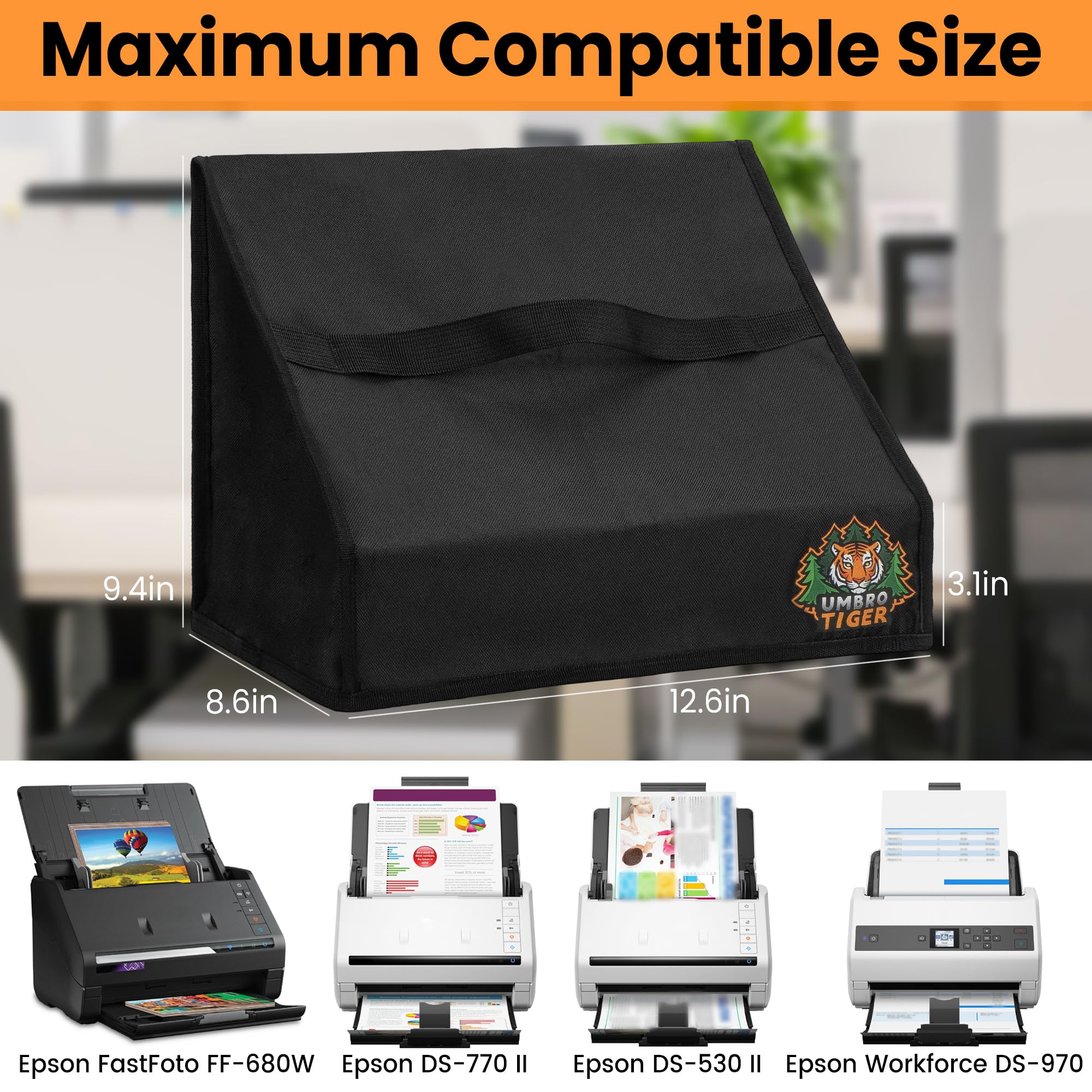 Funda antipolvo para escáner Epson FastFoto FF-680W/DS-530 II/770 II/970, impermeable, antiestática, a prueba de polvo, plegable con asa (tela Oxford 300D) para oficina y hogar