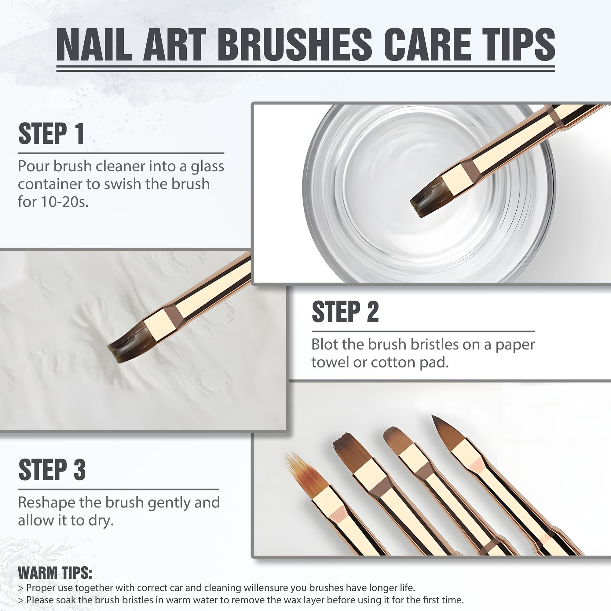 Pinceles para arte de uñas, juego profesional de 5 pinceles acrílicos de doble punta para detalles, líneas largas, diseño degradado y 3D, perfecto para manicura y salones de belleza (blanco)