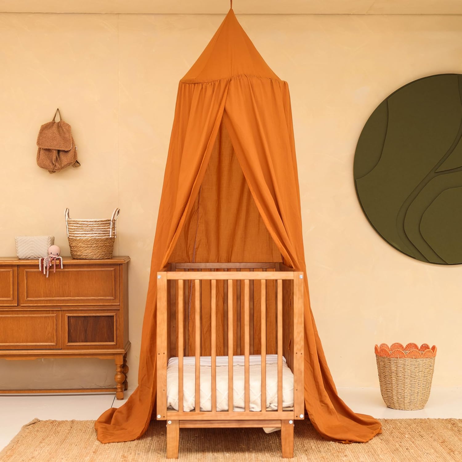 Caramel Kids Bed Canopy for Child Bedroom | Nursery Crib Hanging Curtain | Baby Mosquito Net Bedding for Girls & Boys Play Room Decoration | Reading Nook Canopies Toddler Dome Tent