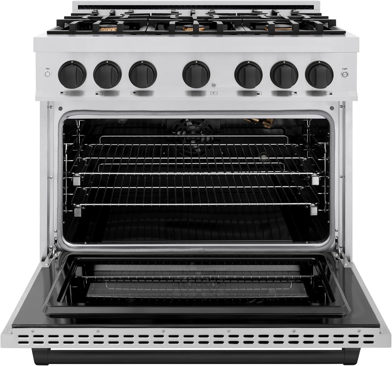 ZLINE Autograph Edition 36 in. 5.2 cu. ft. Select Gas Range with 6 Burner Cooktop and Convection Gas Oven in Stainless Steel and Matte Black Accents (HGRZ-36-MB)