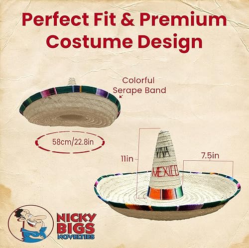 Miniatura 3 de Nicky Bigs Novelties Sombrero tradicional gigante Charro sombrero de gran tamaño Cinco de Mayo Fiesta Fiesta Sombreros para hombres, mujeres y