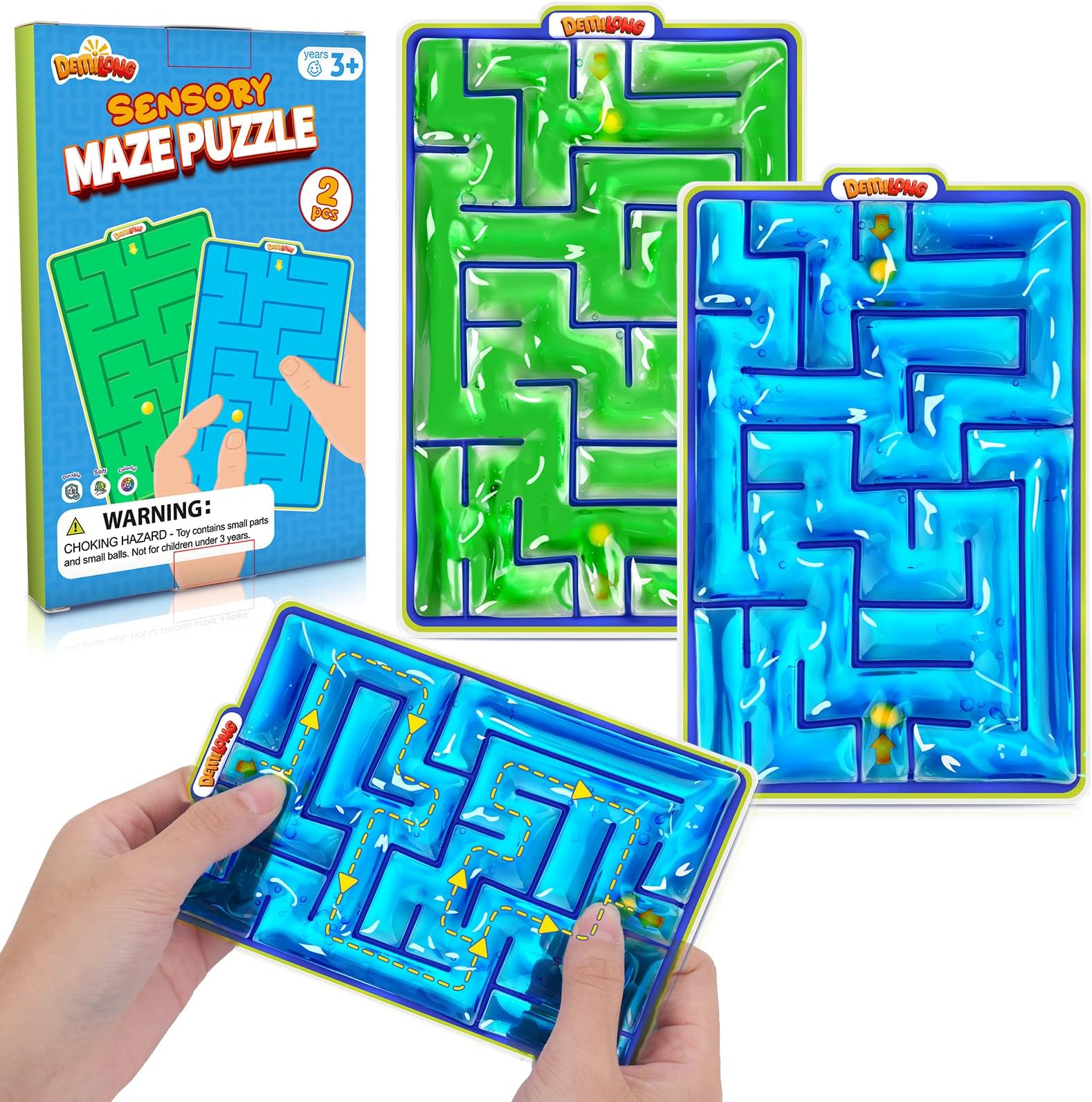 Sensory Toys Fidget Marble Maze - 2 Pack Gel Filled Sensory Items for Kids Children Teens Autism | Sensory Autistic Calming Toys for Preschool Classroom | Gifts Prizes for Kids Classroom