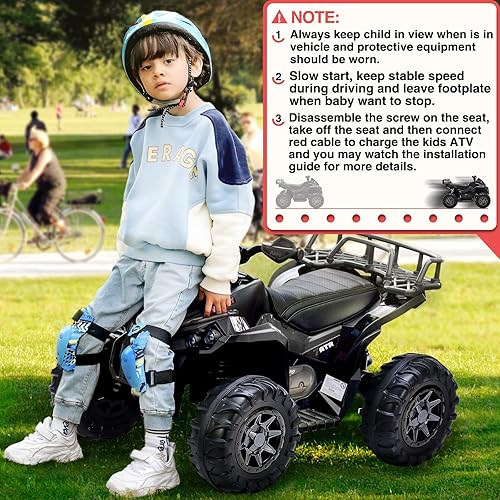 Miniatura 8 de SOAR Cuatro ruedas con control remoto para niños - Vehículo eléctrico para montar de 4 ruedas para niños de 3 a 6 años, ATV con batería de 12V, quad