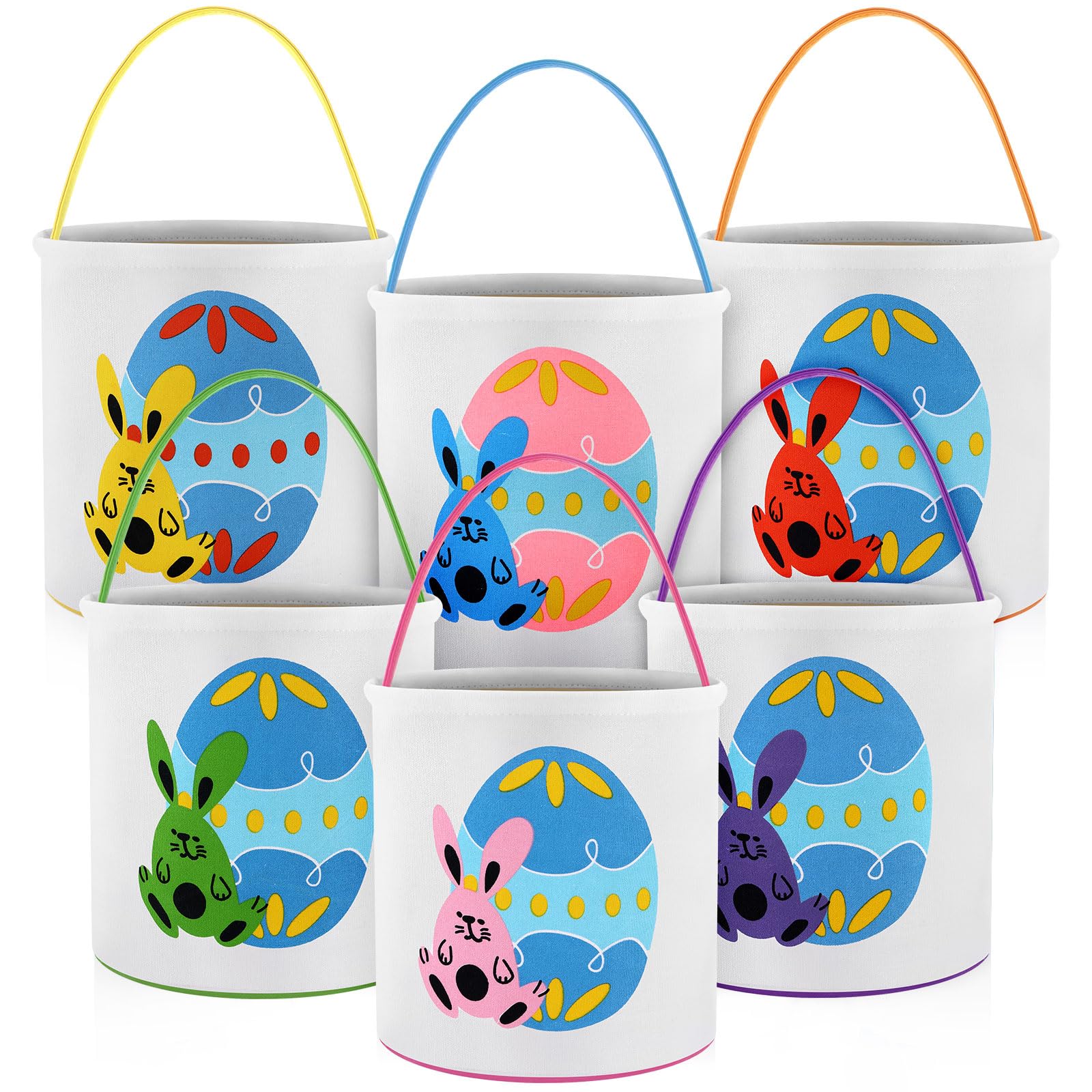 Honeydak 6 PCS Easter Basket for Kids Canvas Bunny, Color 5 Egg Bunny