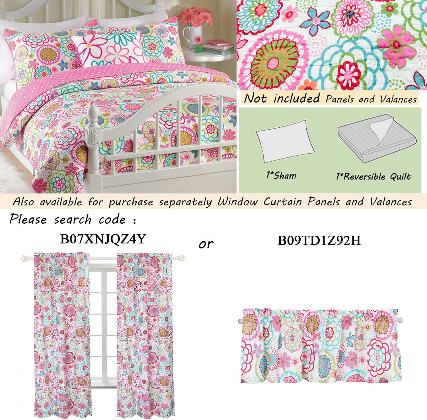 Amazon｜Cozy Line Home Fashions ピンク フローラル ポルカ ドット