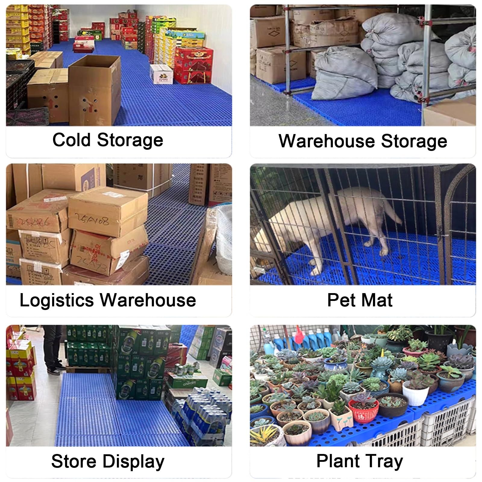 Pallet per conservazione frigorifera, design ad incastro resistente, elevata capacità di carico, antiscivolo e facile da pulire, ideale per magazzini e logistiche