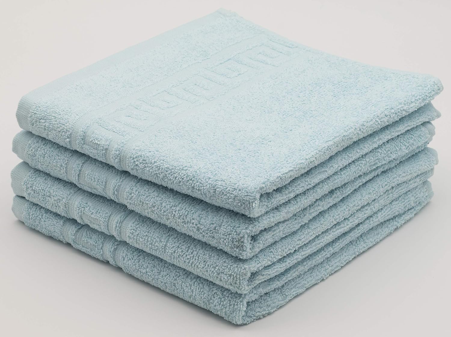 4 LIGHT TURQUOISE HAND TOWELS SET,100 NATURAL COTTON 50X90 CM LARGE