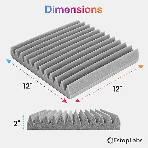 Miniatura 5 de Paneles de espuma acústica de 2 x 12 x 12 x 12 pulgadas, absorción acústica de sonido, aislamiento acústico para el hogar, la oficina o para