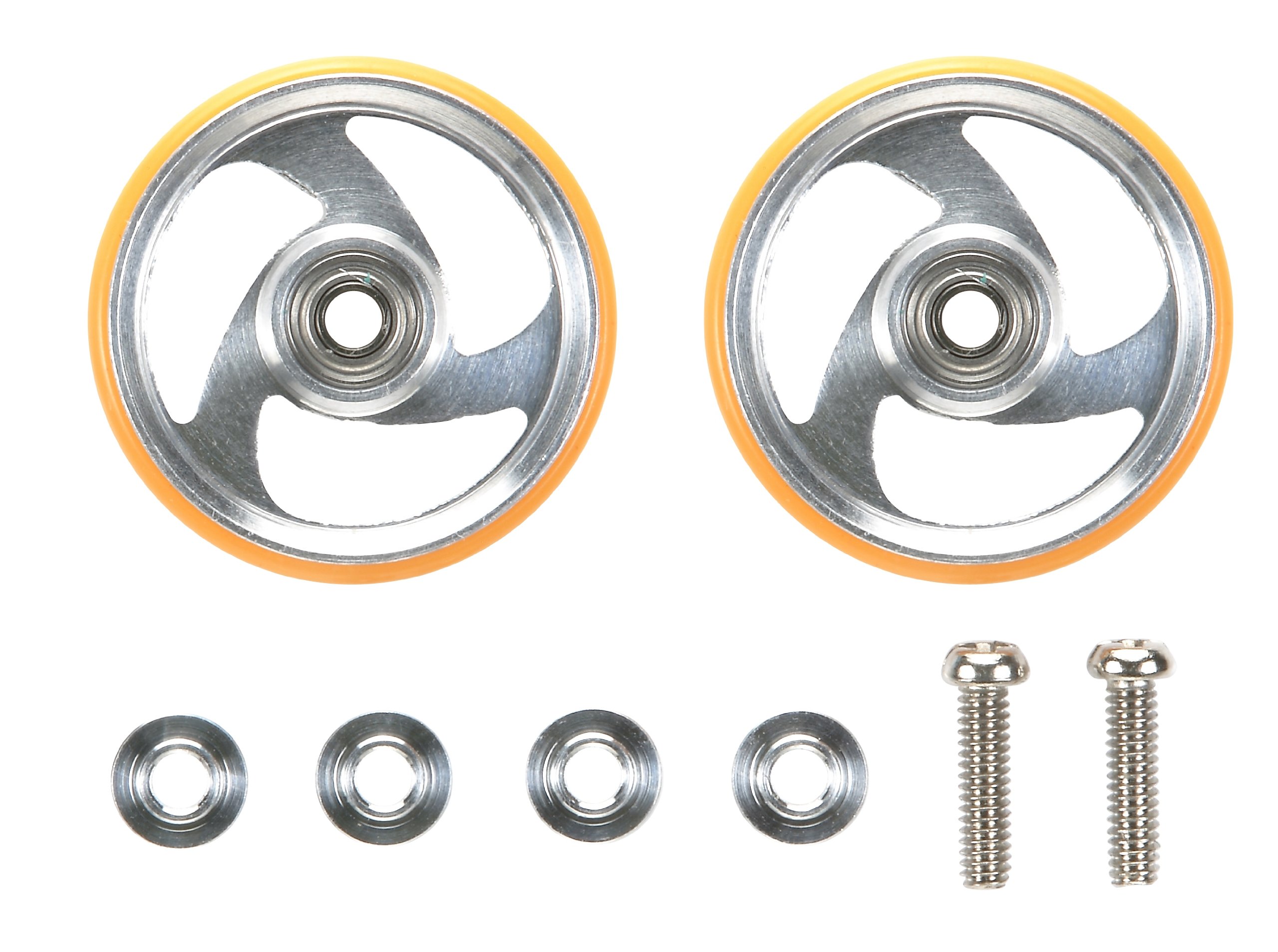 ミニ四駆アルミローラーセット 19mm、17mmプラリングアルミローラー ミニ四駆-パーツ】ミニ四駆 17mmプラリング付アルミベアリング
