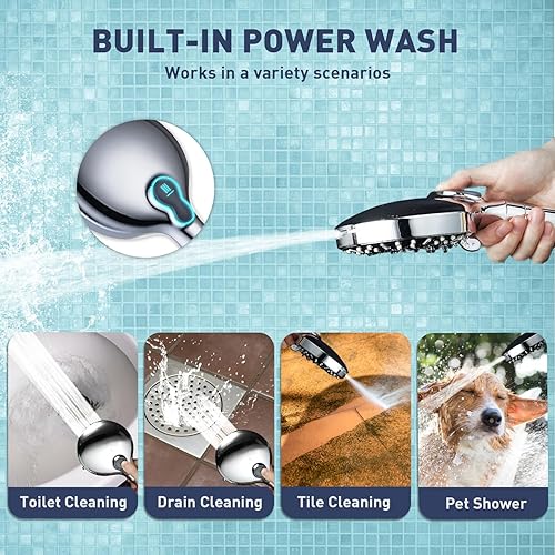 Miniatura 6 de Cabezal de ducha filtrado con portátil, cabezal de ducha de alta presión de 9 pulverizadores, suavizante de agua con cuentas de filtro para agua