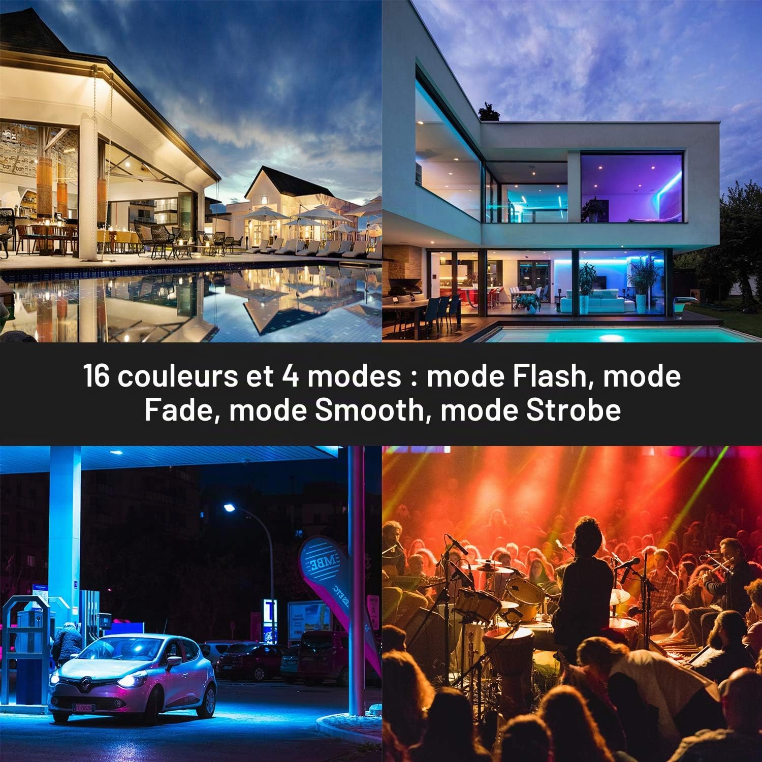 RGB Spot LED de Couleur, 50W Projecteur LED RGB Exterieur avec Télécommande, Projecteur LED Couleur Exterieur Interieur16 Couleurs 4 Modes, Fonction Mémoir (8 Pack, Pas de prise)