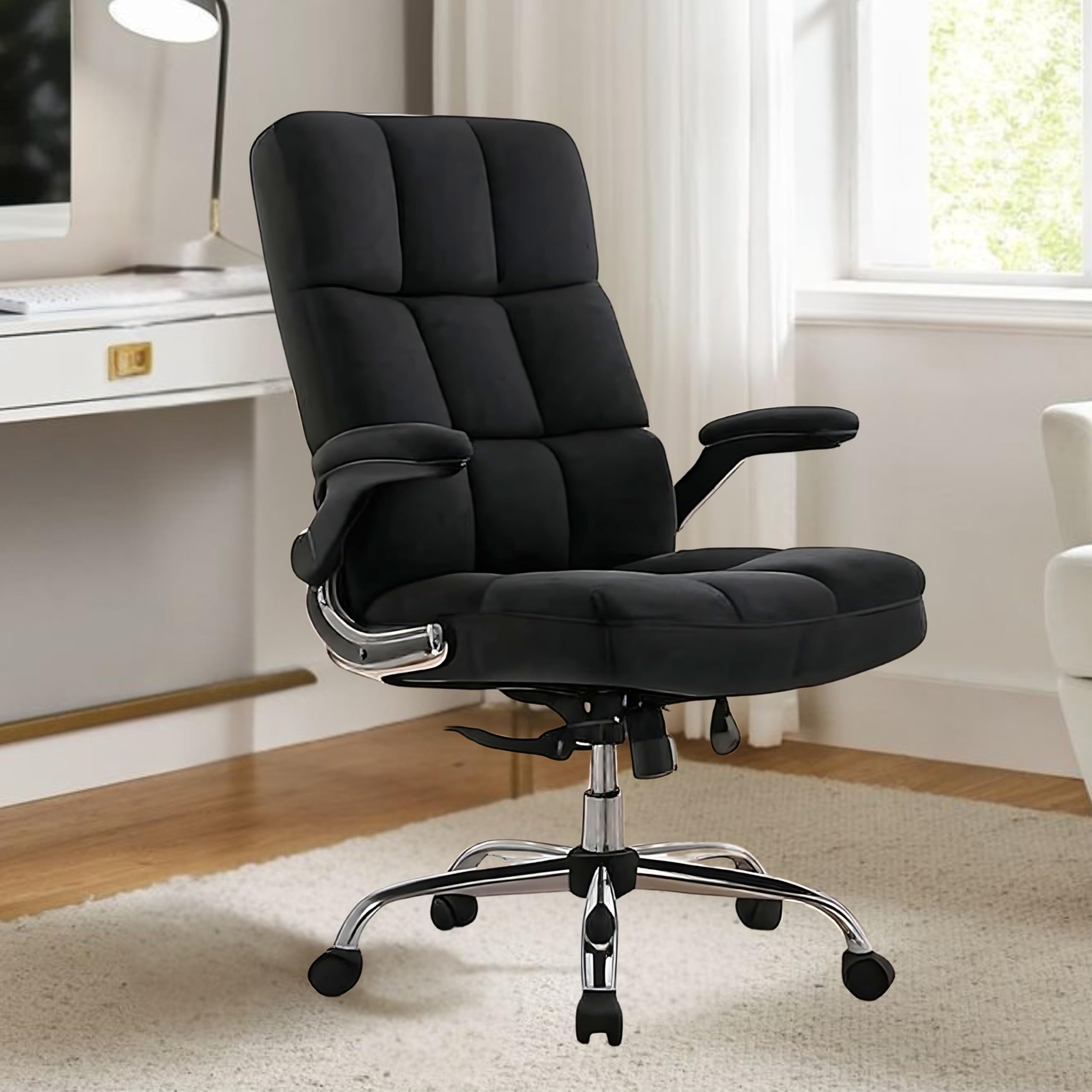 LAKDI Furniture New Best Premium Fabric Velvet High Back Home and Office Chair Adjustable Height & Arm, Ergonomic Executive Soft Padding, Work from Home & Computer Study Chair, CEO & Boss Chair