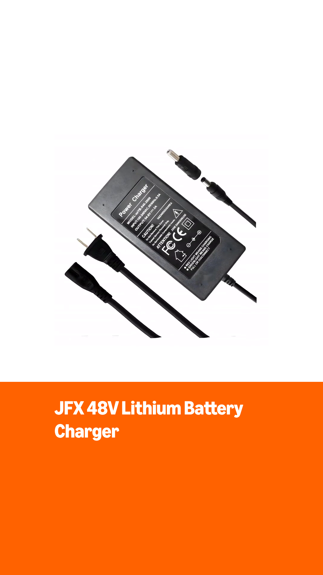 Amazon.com: JFX 48V Power Supply 54.6V 2A Battery Charger for 48V