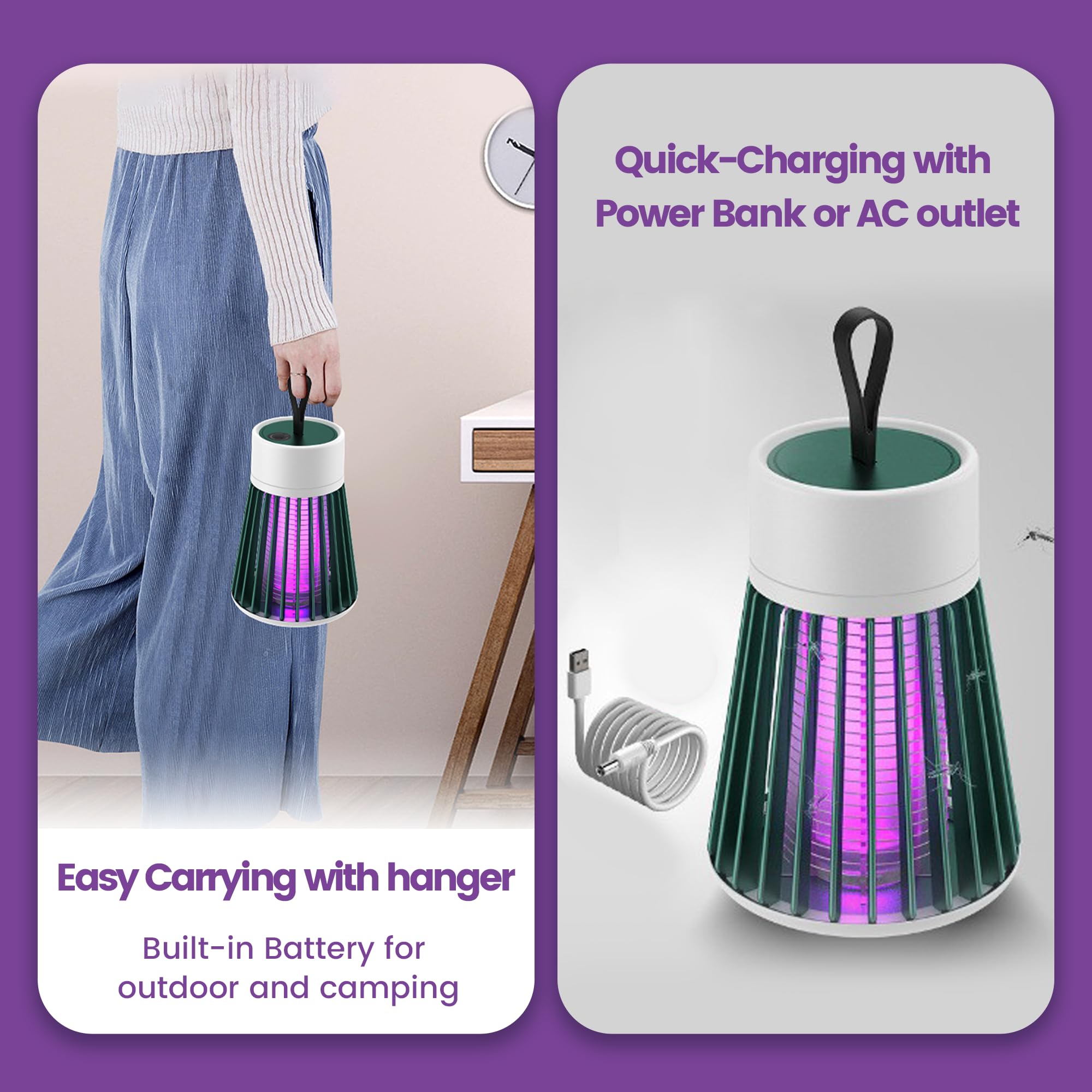 Bug Zapper Indoor Moskito Dunks Mückenzapper Fliegenfallen Outdoor Obst Fliegenfallen Tragbare Fliegende Insektenfalle für Terrasse Garten Zuhause Picknick Camping Grün
