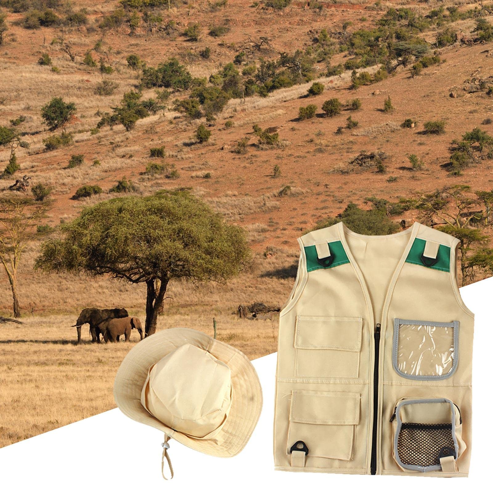 Gilet cargo e cappello per bambini escursionismo attività all'aperto 4-6 anni unisex