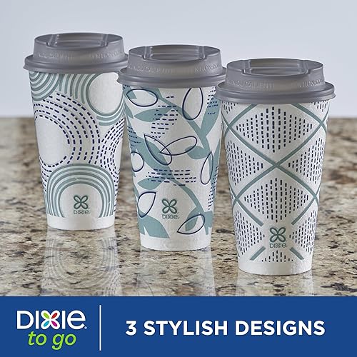 Miniatura 11 de Dixie To Go - Tazas de café de papel con tapas, 16 onzas, 108 unidades, vasos de papel aislantes desechables para bebidas calientes o frías