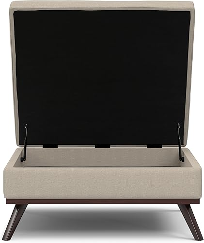 Miniatura 376 de SIMPLIHOME Owen - Bandeja rectangular moderna de mediados de siglo de 34 pulgadas de ancho, otomana pequeña para almacenamiento de mesa auxiliar, en