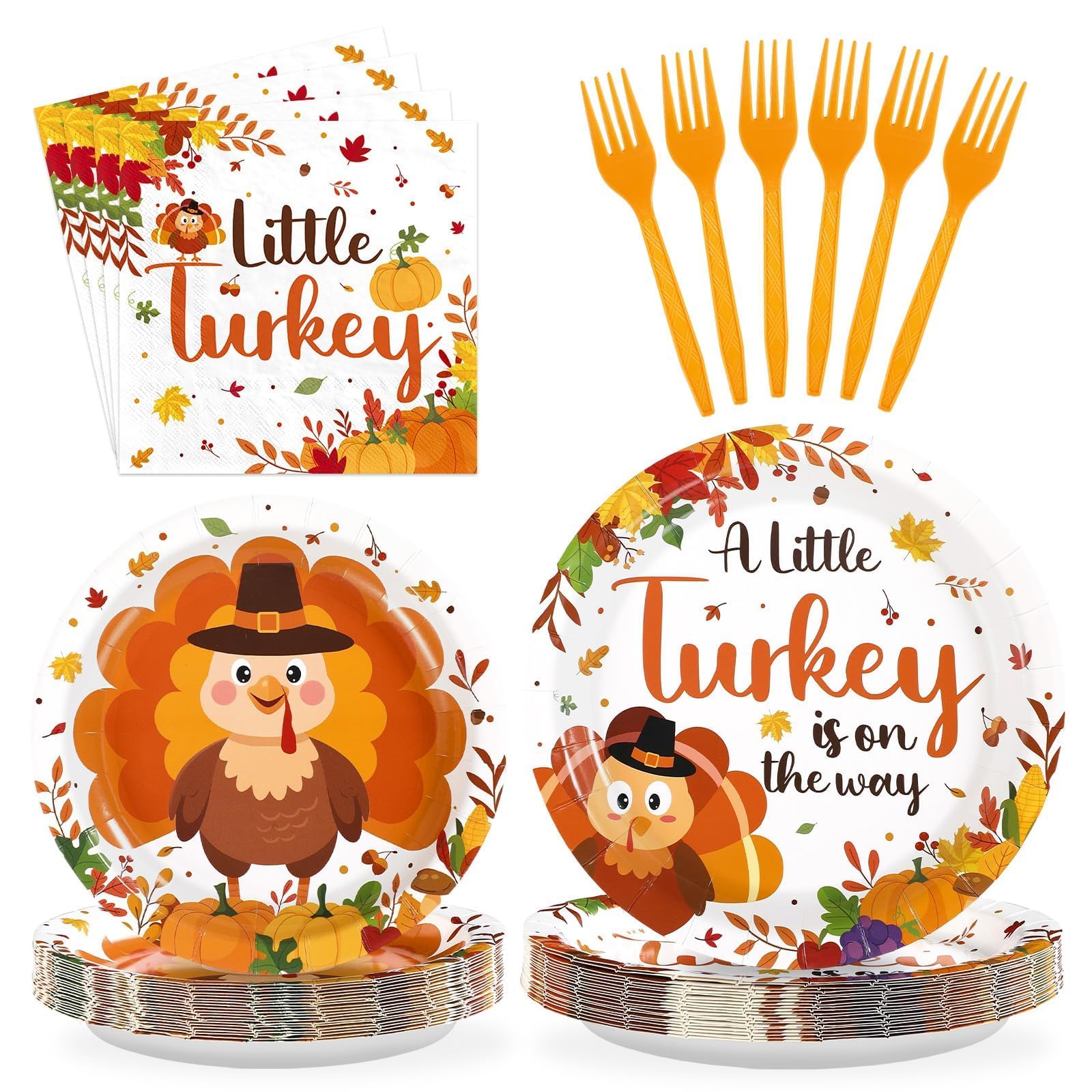96Pcs Thanksgiving Baby Shower Party Decoration, Serves 24