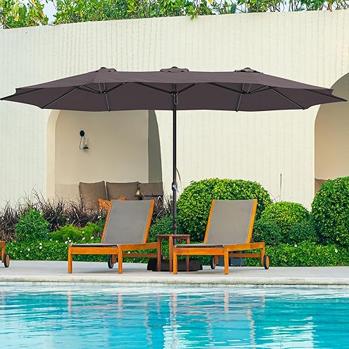 MONDAWE Sombrilla de patio de 15 pies con base incluida, sombrilla grande de doble cara para exteriores, rectangular, de aluminio, mesa de mercado disponible en Yaxa El Salvador