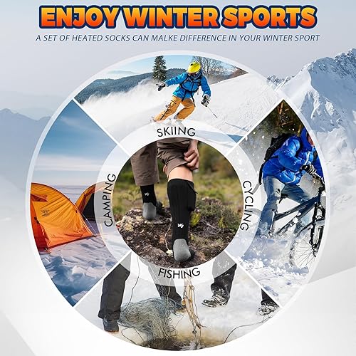 Vista 6 de Heated Socks for Men Women, Rechargeable Electric Heated Socks, 5000mAh Washable Heated Socks, Long Life Up to 65 °C, Large Heating Area Foot Warmer