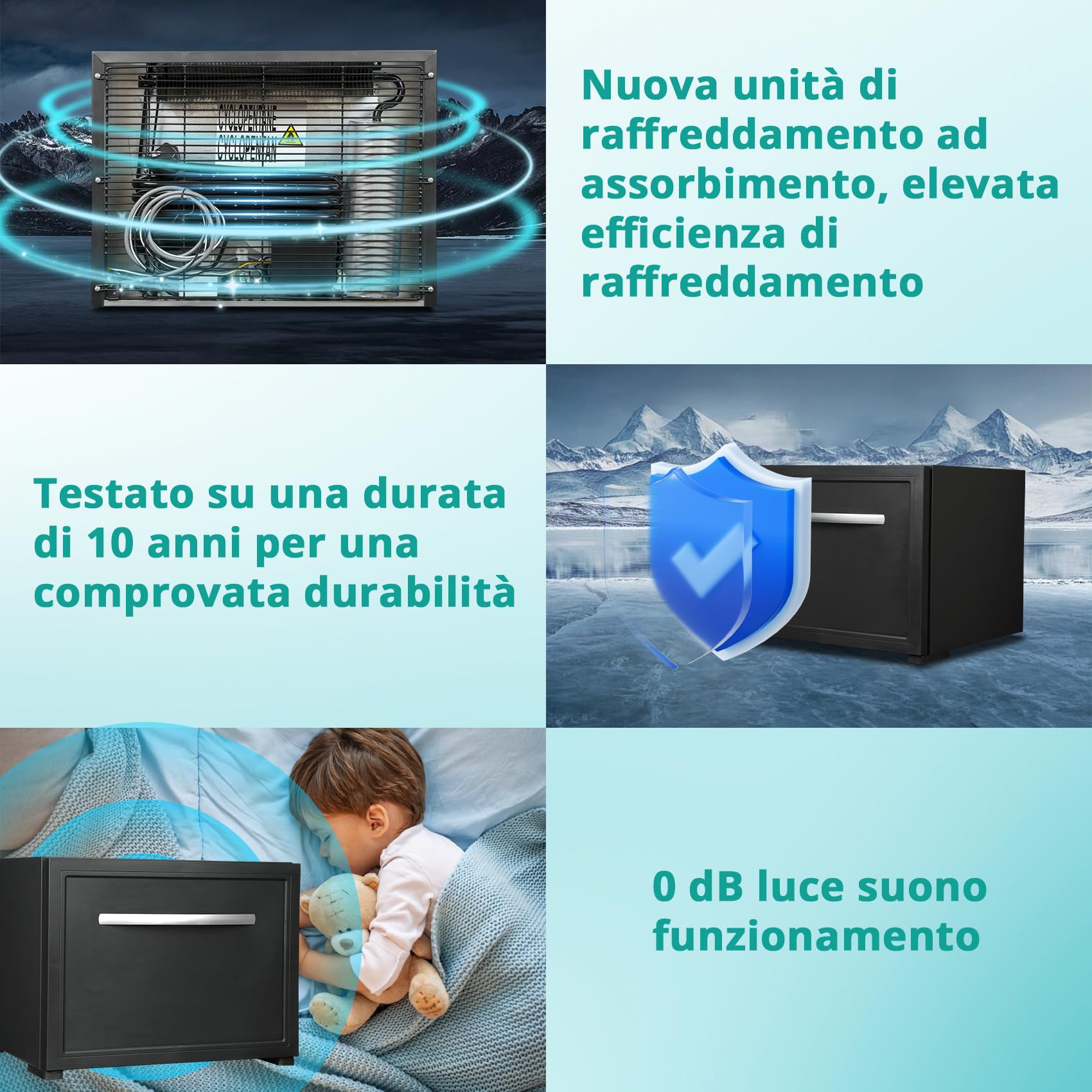 SMETA Frigo Auto 45L Frigo 12V/220V Frigorifero Camper con doppio cassetto per Casa Mobile, Roulotte Casa, Viaggio Silenzioso