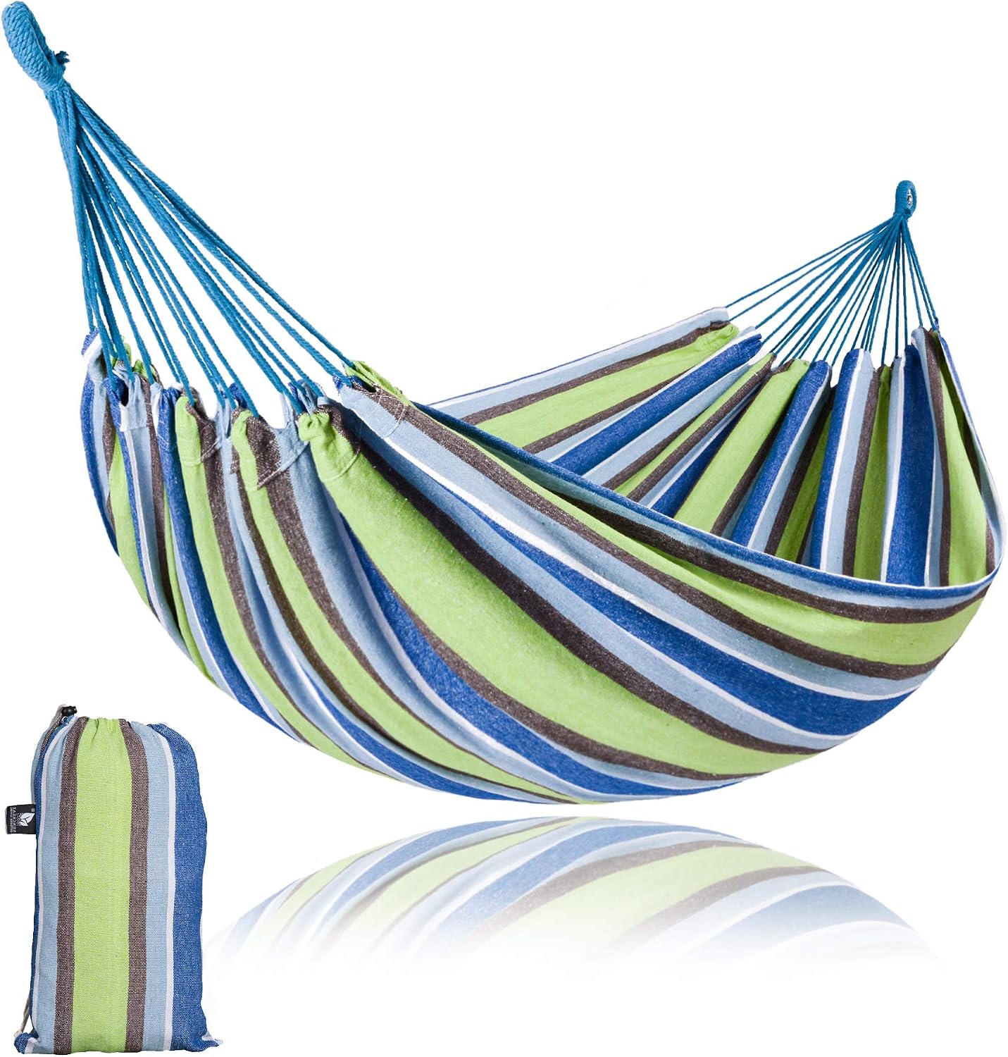 SUNCREAT 12ft Double Brazilian Wide Hammock Cotton Fabric Travel Camping Hammock with 2 Person for Indoor or Outdoor-Oasis
