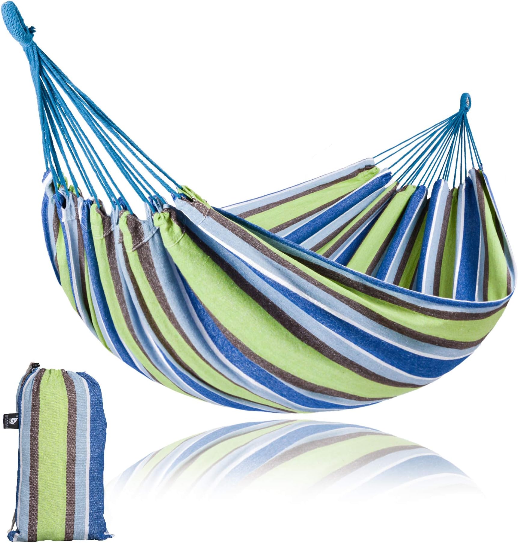 SUNCREAT 12ft Double Brazilian Wide Hammock Cotton Fabric Travel Camping Hammock with 2 Person for Indoor or Outdoor-Oasis