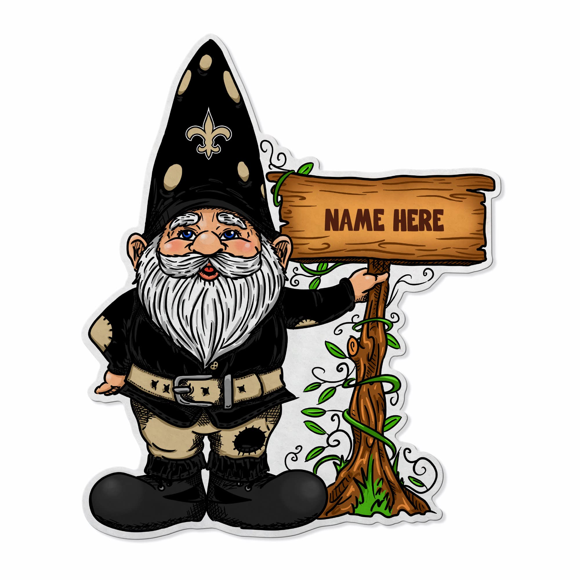 Rico Industries NFL Football New Orleans Saints Gnome Personalized Pennant - Home and Living Room Décor - Soft Felt EZ to Hang