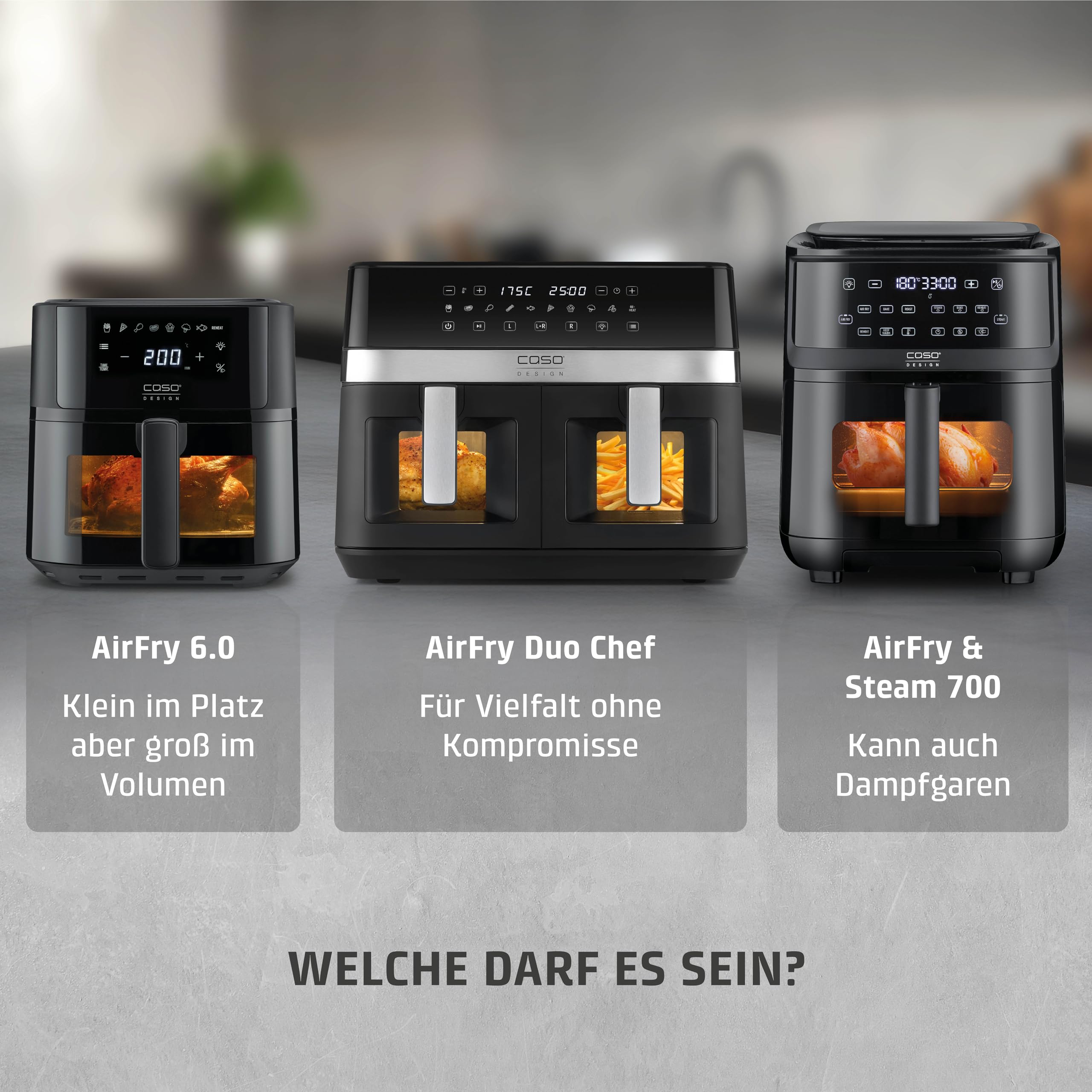 CASO AirFry & Steam 700 - Heißluftfritteuse und Dampfgarer - Testurteil: Sehr Gut, extra großes Korbvolumen 7 Liter, Dampfgarer & Airfryer, Fritteuse ohne Öl/Fett