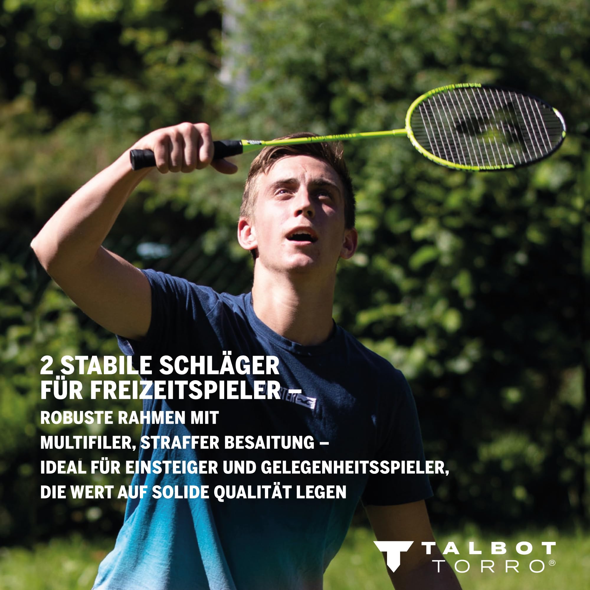 Talbot Torro Badminton-Set Magic Night, 2 Schläger, 2 LED Federbälle für das Spiel bei Nacht, in wertiger Tasche, 449405
