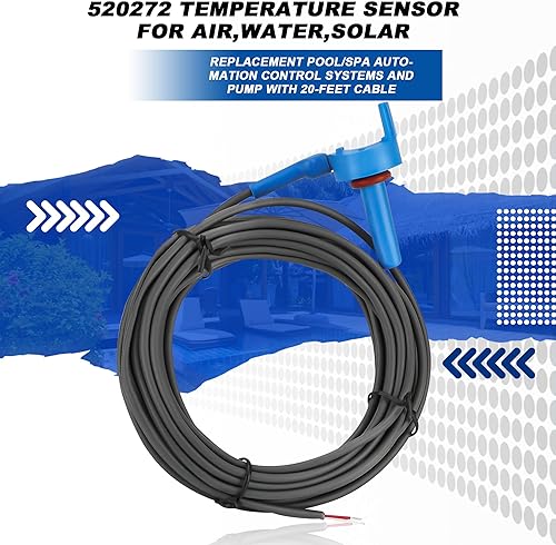 Miniatura 3 de 520272 Sensor de temperatura para aire, agua, sistemas de control de automatización de piscinaspa de repuesto solar y bomba con cable de 20 pies,